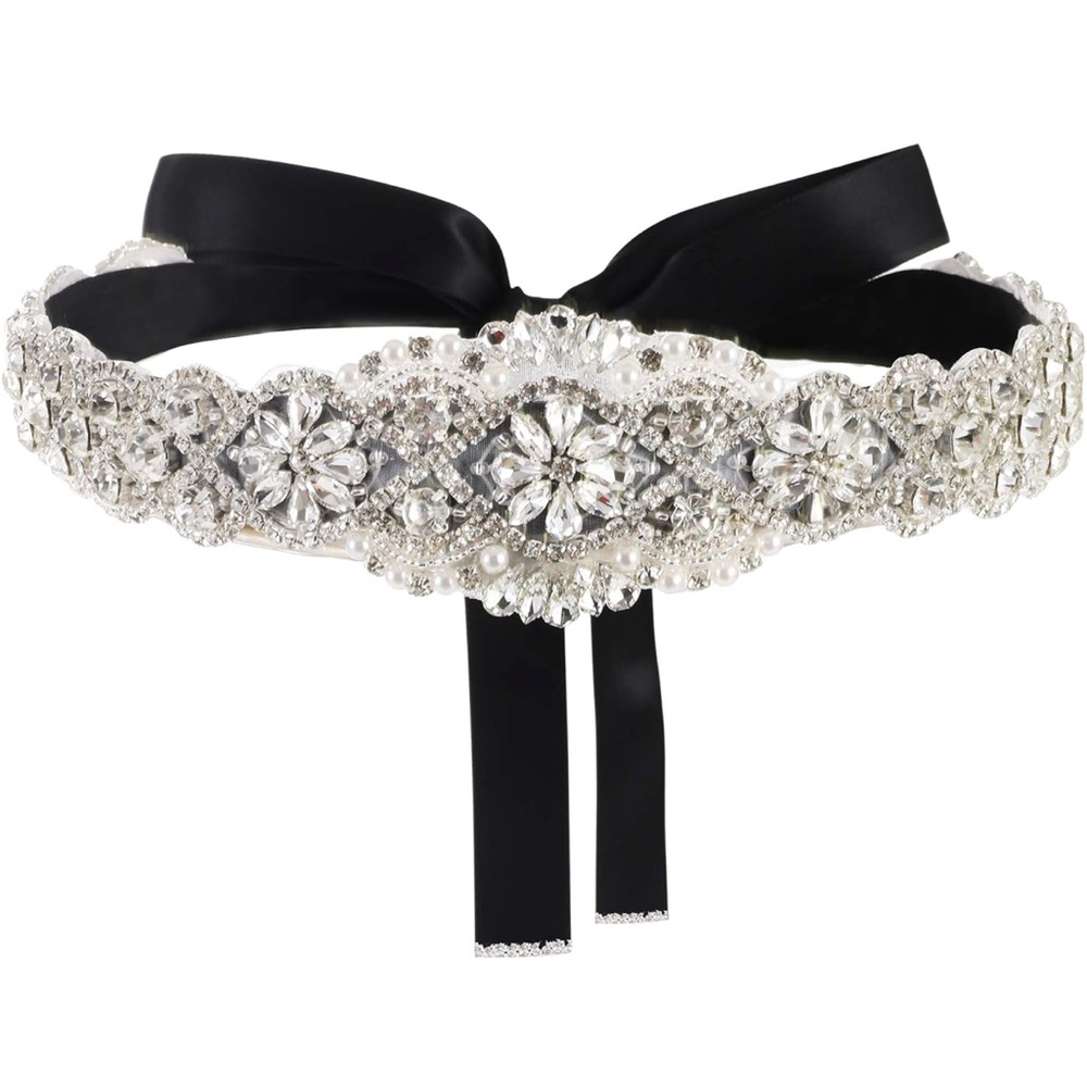 Black and Silver Crystal Embellished Belt